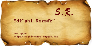 Sághi Rezső névjegykártya